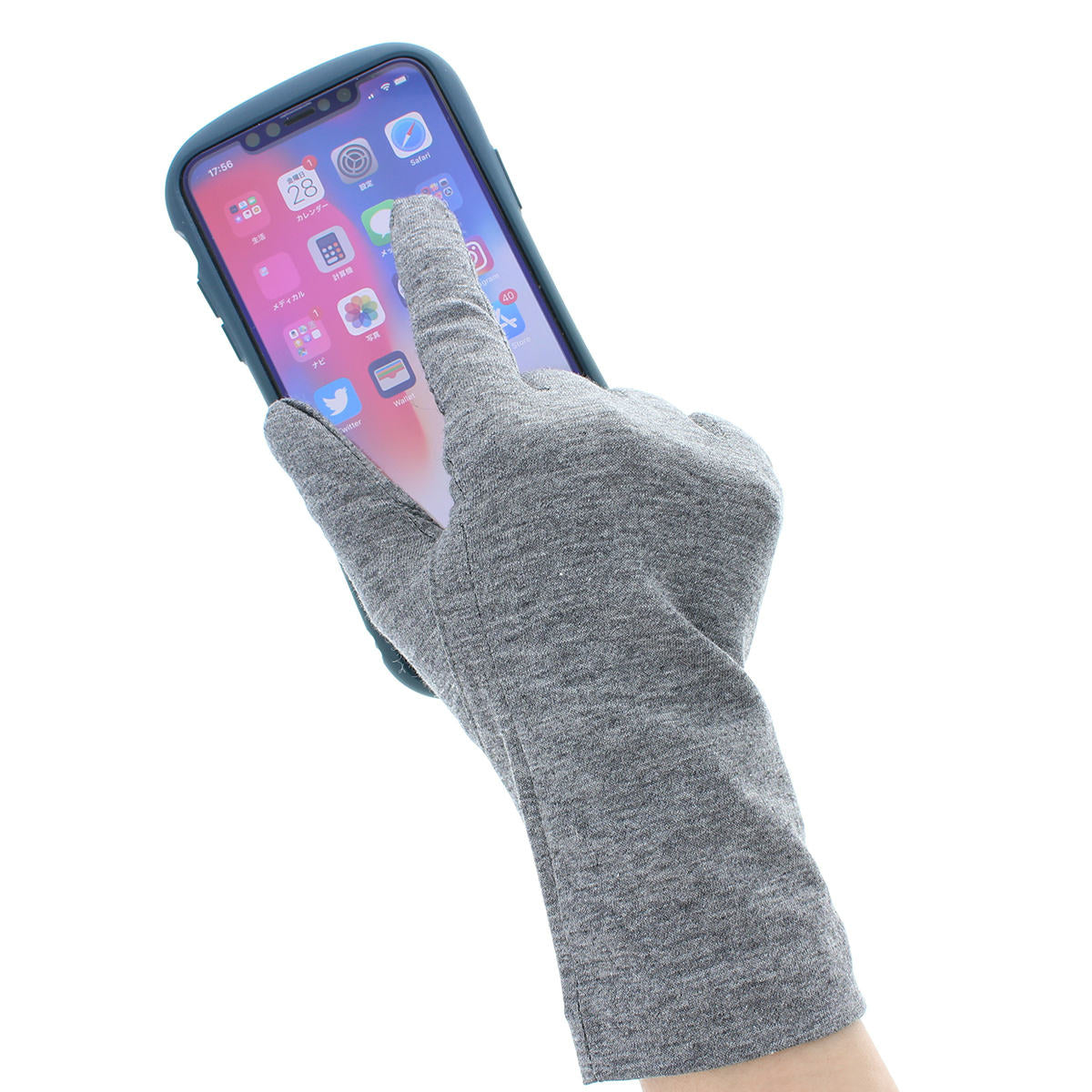 抗菌・抗ウイルス婦人UV手袋ショート丈 チャコールグレー